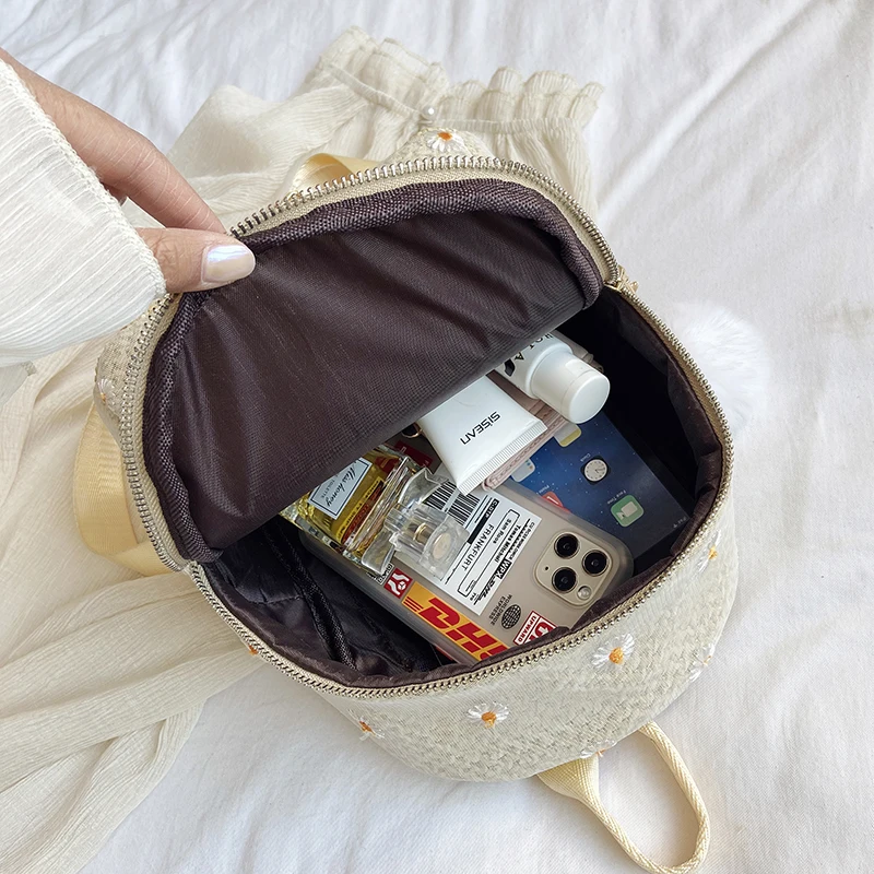

Summer Beach Backpack Women Straw Travel Rucksack Rattan Bagpack Cute Female Small School Bags Floral Backpacks New Lady Mochila