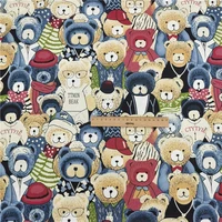 cartoon cute bear print 100 cotton fabric for kids clothes home textiles cloth slipcover cushion cover diy sewing material