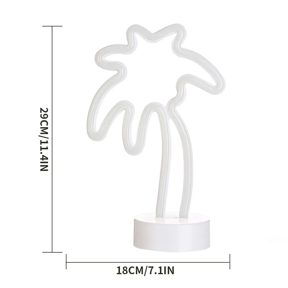 

LED Neon Light Signs Coconut Tree Wall Decoration Lamp Powered by Battery USB for Bedroom Party Birthday Wedding White