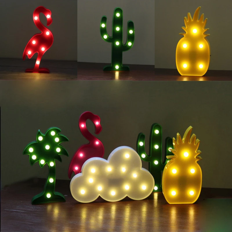 Новинка животное светодиодный 3D ночник единорог Фламинго олень вечерние