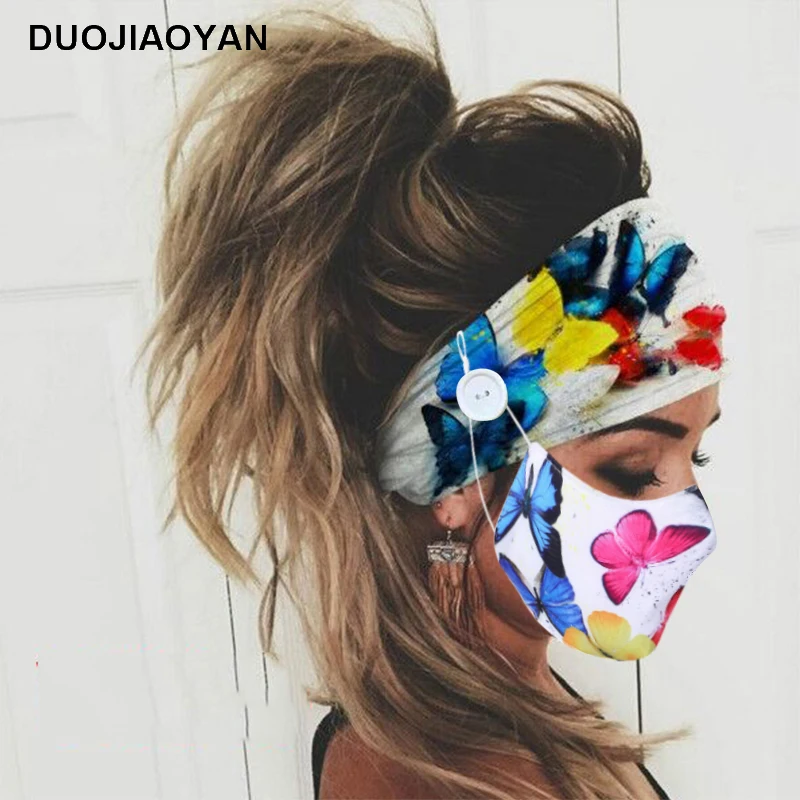 

DUOJIAOYAN Женская Популярная Спортивная маска для йоги повязка на голову с пуговицами набор персонализированных масок с принтом бабочки набор ...