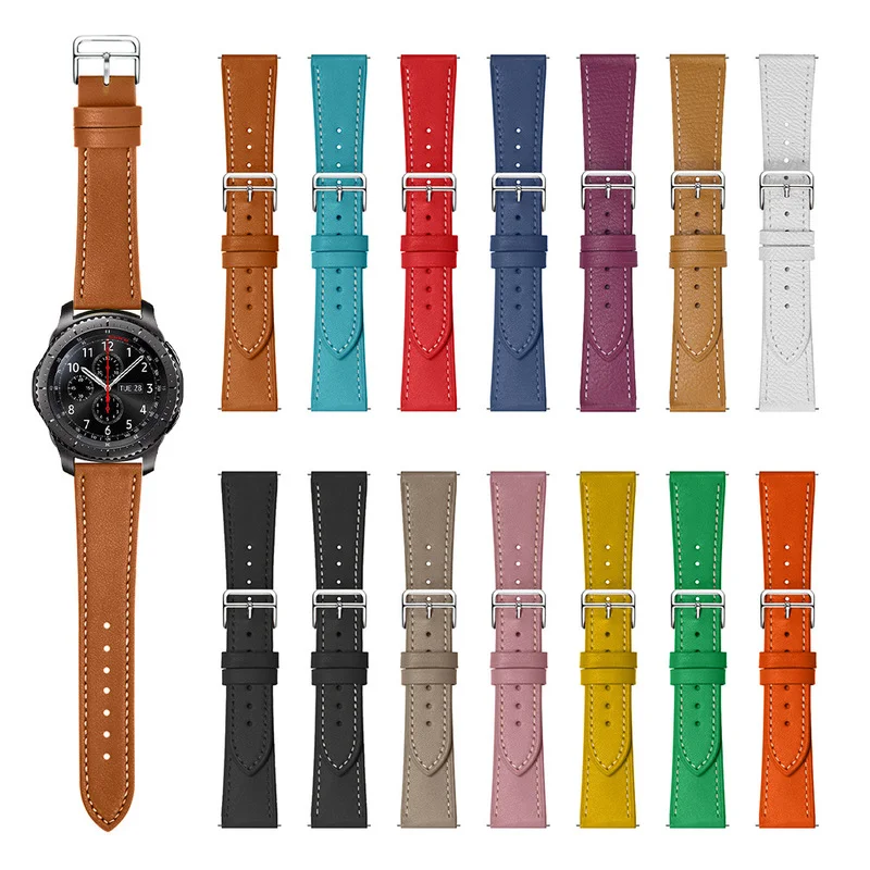 

Leather Strap for Samsung Galaxy Watch4 Active2 Gear S3 Huawei Gt2 Pro Bracelet 44mm 40mm Smartwatch Band 20mm 22mm Replacement