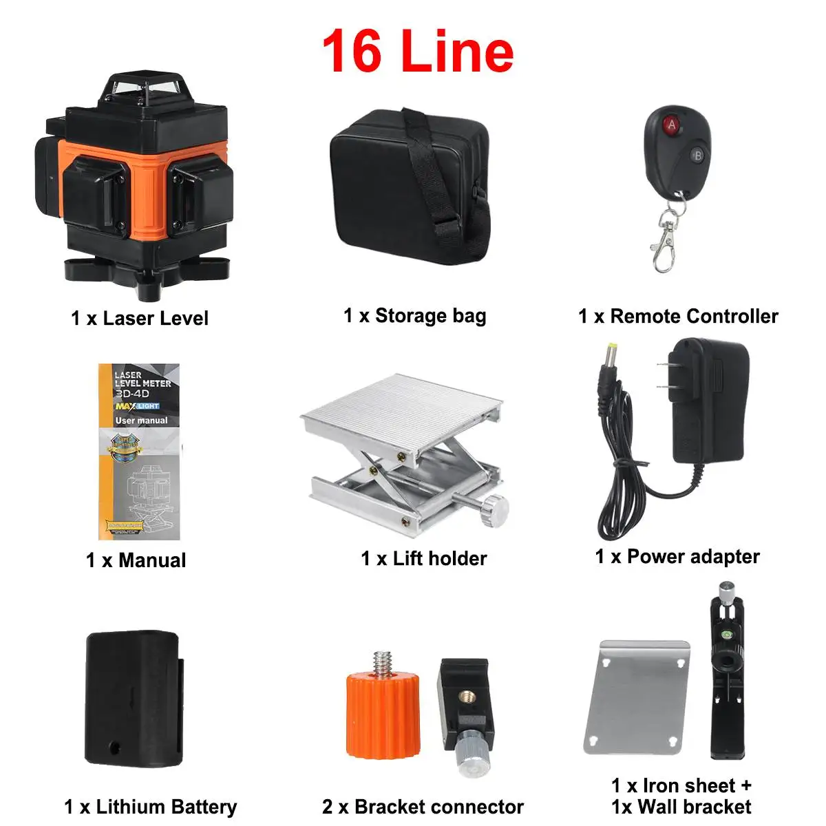 

4D 16 Lines Green Laser Levels 360 Horizontal &Vertical Cross Lines With Auto Self-Leveling super powerful Indoors and Outdoors