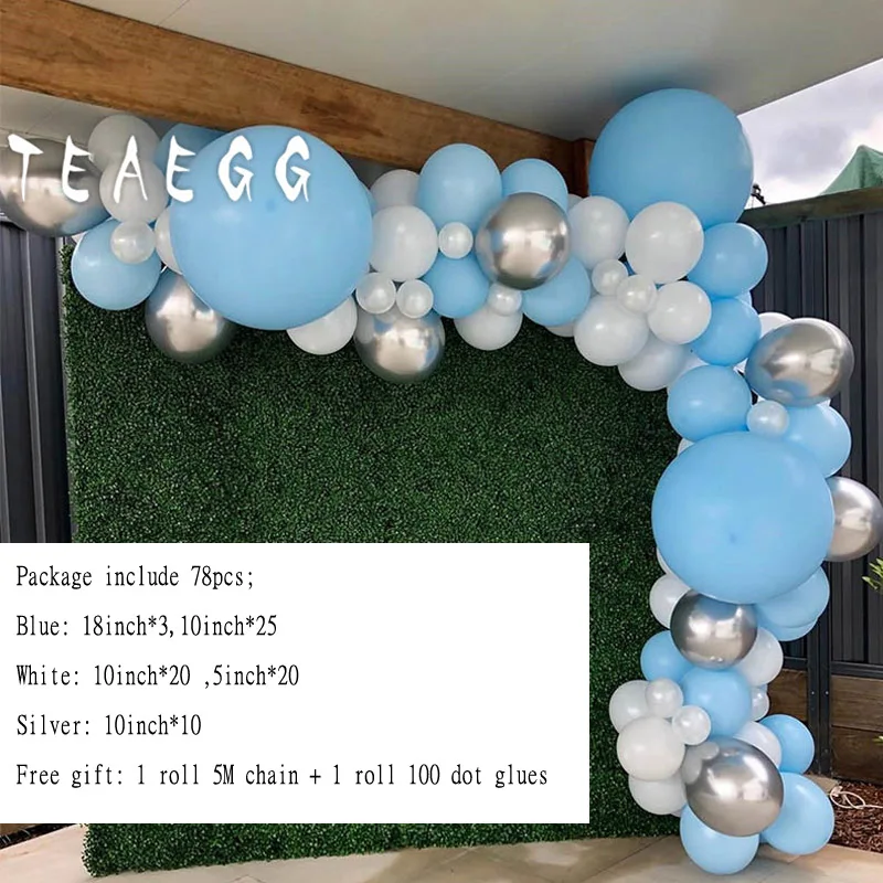 78 шт. Макарон синие белые воздушные шары Гирлянда Детская игрушка в ванную 1th