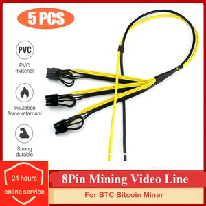 5pcs power supply cable 1 to 3 6p2p miner adapter cable 8pin gpu video card wire 12awg18awg graphics card cord for btc mining free global shipping