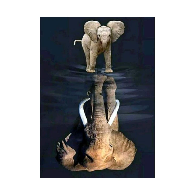 

Elephant Reflection 5D Diamond Painting Embroidery Cross Stitch Home Decor DIY