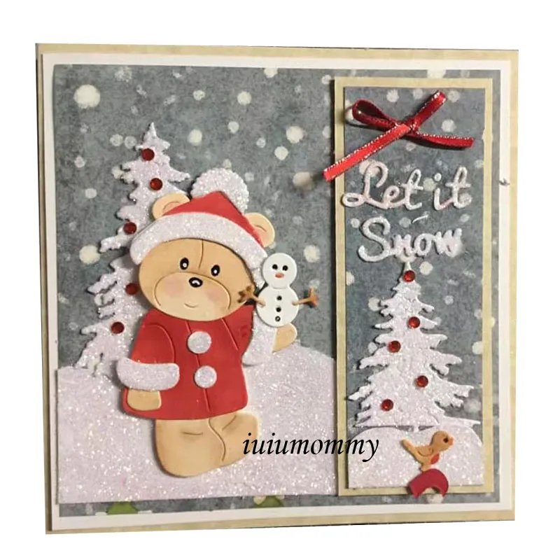 

Костюм с рисунком рождественского медвежонка Трафаретный вырубной штамп для Скрапбукинг высекальная машина для тиснения изготовление бум...