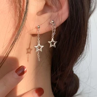 2020 new arrival fashion classic geometric women dangle earrings tassel star earrings silver color female korean jewelry