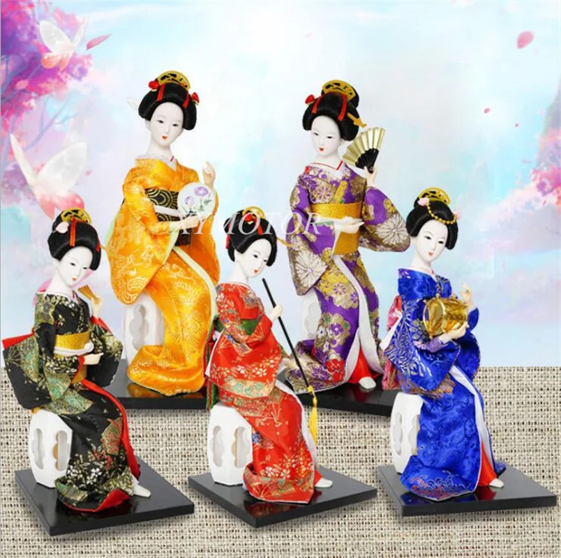 

30cm 12inch Japanese Brocade Kimono Kabuki Doll Geisha Figure Figurine Statue Decor Kids Toys Gift Display Collection