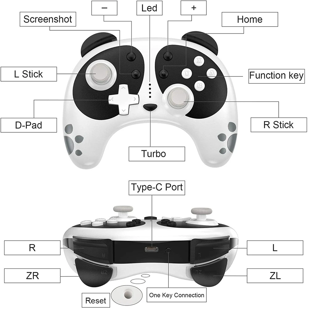 

Wireless Bluetooth Panda Gamepad Joystick Console Remote Controller Pro Wake Up Gamepads For Nintendo Switch Windows PC