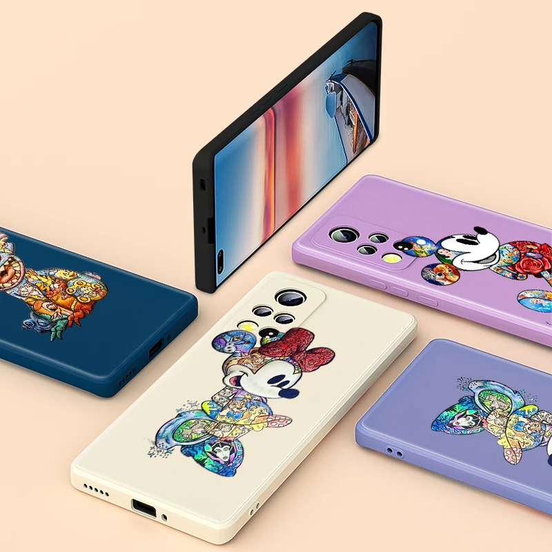 

Mickey Mouse Silhouette For Honor 50 SE V40 30 30S 20 20E 20S Lite Pro Plus 5G Phone Case Liquid Silicone Soft TPU Cover