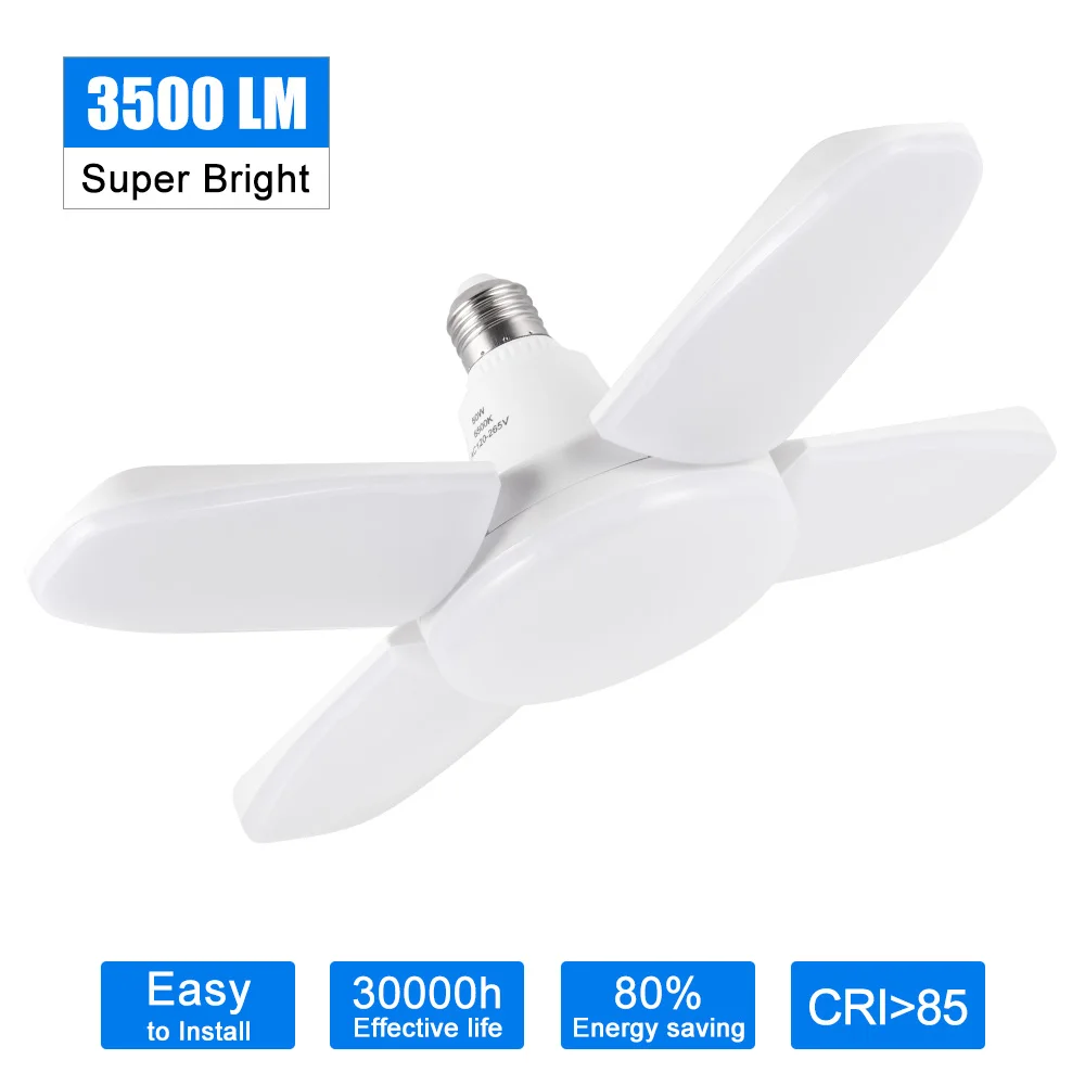 

Hot LED Pendant Lights Foldable Fan Blade Bulbs Tubes 45W 60W E27 Super Bright Angle Adjustable Lights&Lighting LED Lamp 6500K
