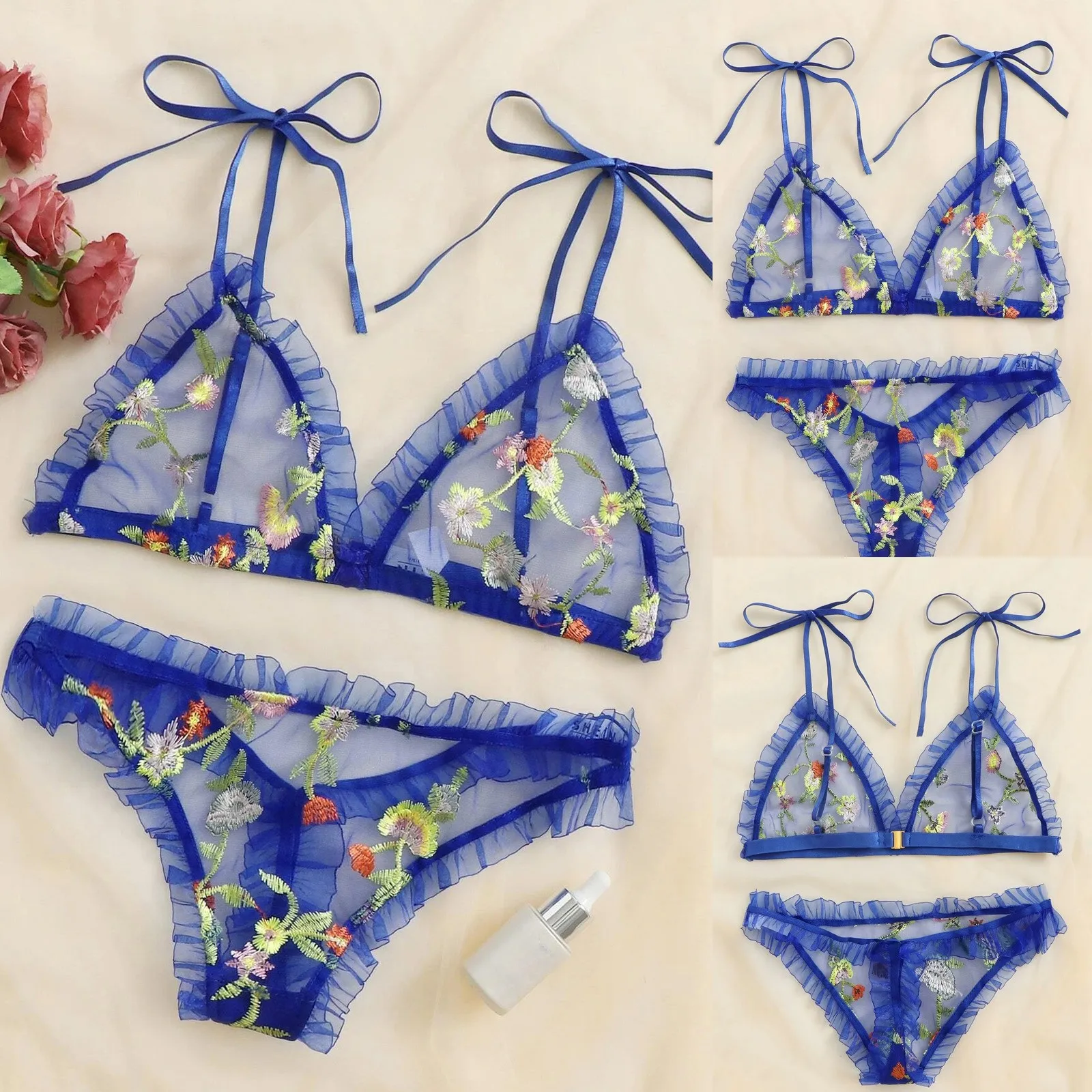 Сексуальное женское нижнее белье Модное Новое цветочное кружевное с вышивкой стринги Тонги дышащее