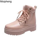 Ботильоны Moipheng женские, Осенние, мотоциклетные, из мягкой искусственной кожи, черные, на платформе, готические