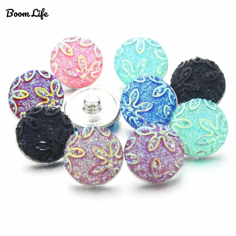 Случайный смешивание 10 шт./лот 18 мм кнопки ювелирных изделий Цветные полимерные