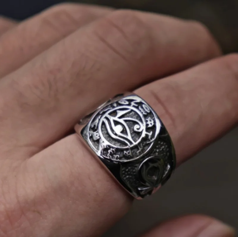 Мужское кольцо Juno с египетским фараоновым глазом амулетом хора мотоциклистом