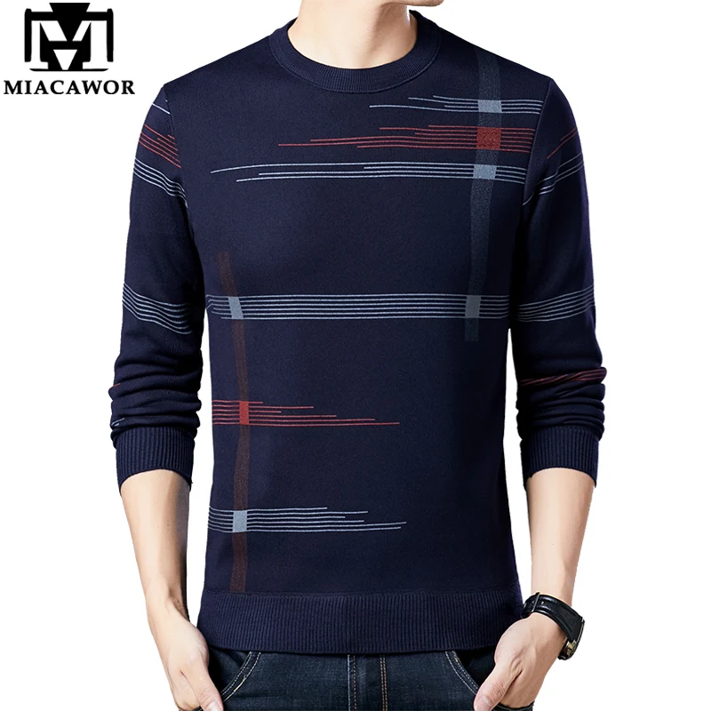 MIACAWOR новый свитер для мужчин теплый флисовый пуловер мужской зимний вязаный Hombre