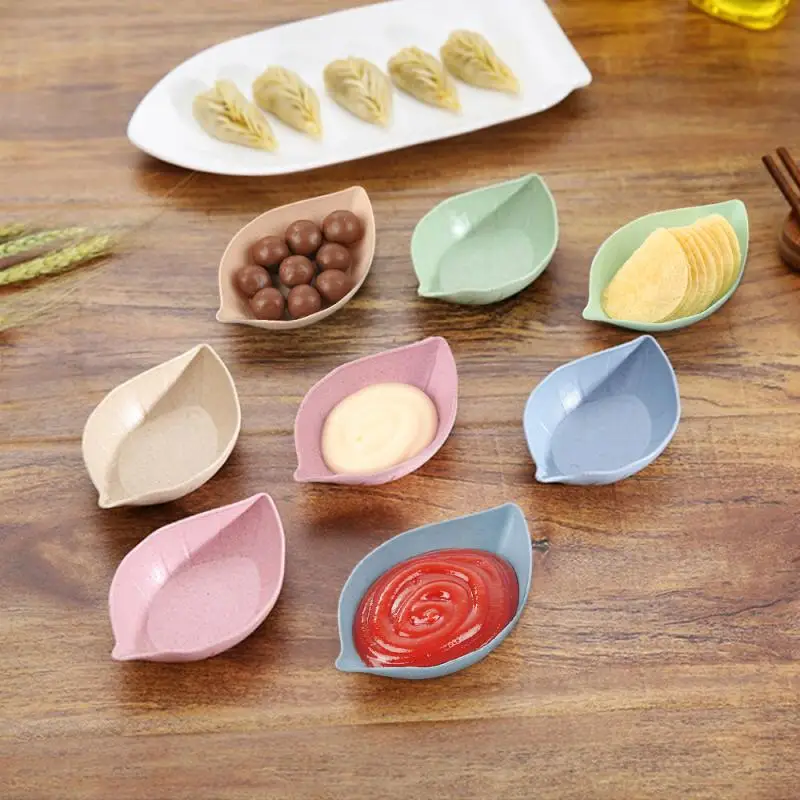 

1PC Seasoning Bowl Mini Cute Shape Easy To Clean Wheat Straw Bowl Soybean Dish Sauce Snack Trinket Plate For Kitchen