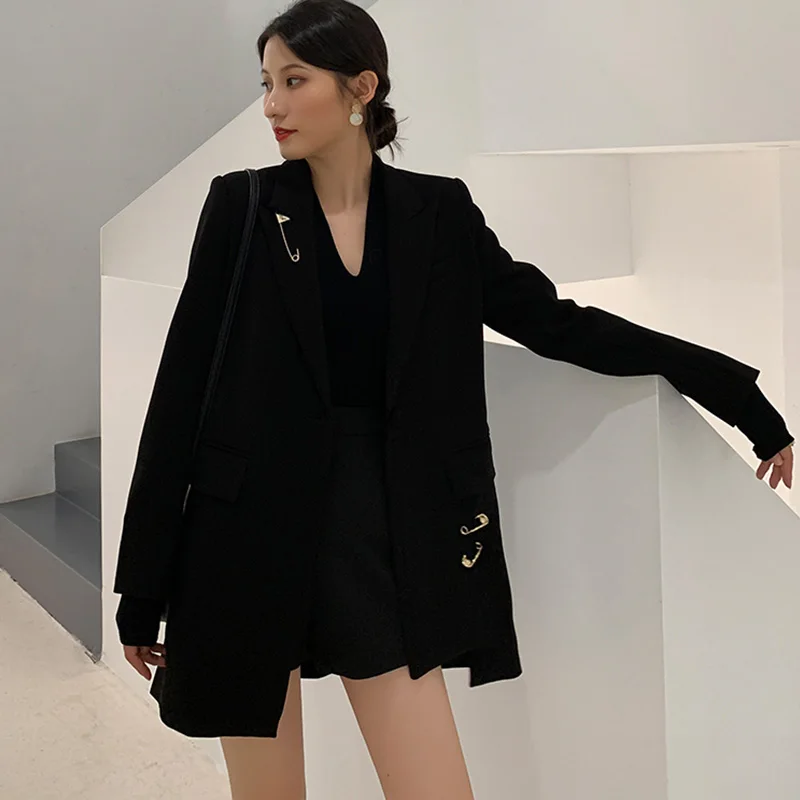 Весенне осенние однотонные куртки с пин дизайном модные женские облегающие