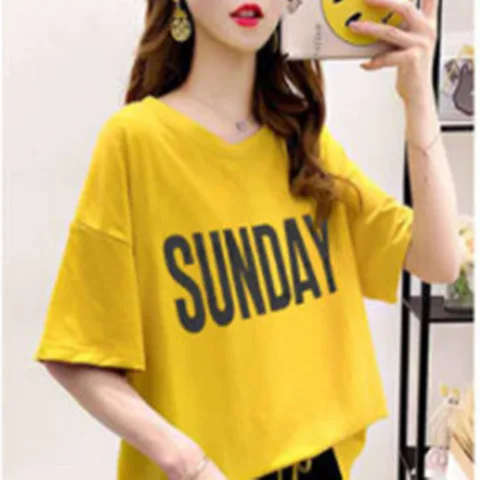 yellow t shirt Женский костюм из двух предметов футболка с надписью топ и шорты на шнурке Повседневный Женский комплект плюс Размер Женская одежда Костюм хлопковый спортивный костюм - Цвет: yellow t shirt