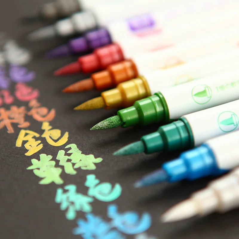 10 цветов Ручка кисть для каллиграфии Многофункциональный маркер с двойной