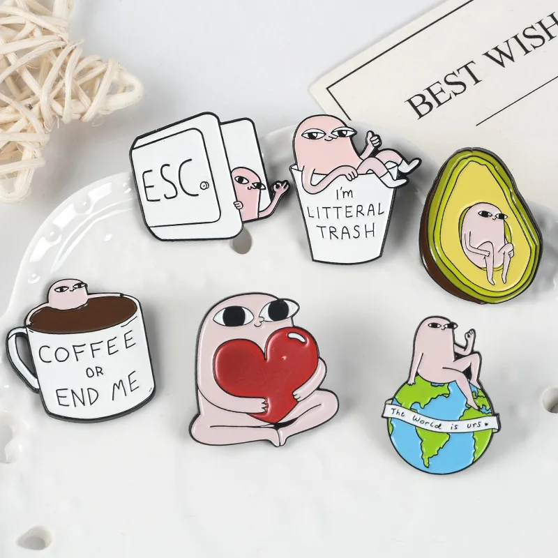 

Fashion Jewelry Cartoon Pink Villain Avocado Coffee Cup Earth Love Enamel Pin Brooch Badge Clothes Backpack Hat Accessories