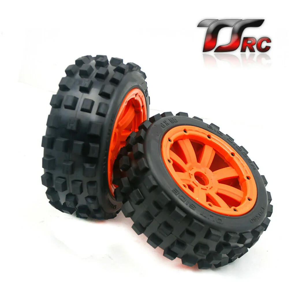 front tire ornage Комплект шин переднего и заднего колеса для 1/5 MADMAX HPI ROVAN KM Baja 5B Rc автозапчасти - Цвет: front tire ornage