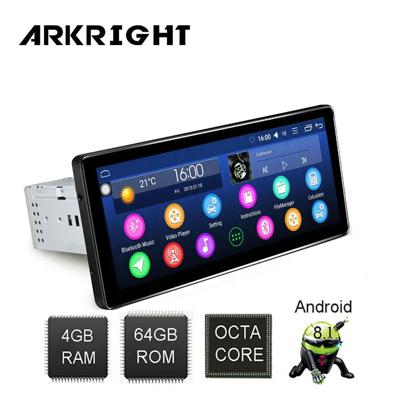 ARKRIGHT 8," 1Din Android 8,1 Автомагнитола 4+ 64 Гб Авторадио gps мультимедийный плеер с поддержкой DSP 4G sim-карты