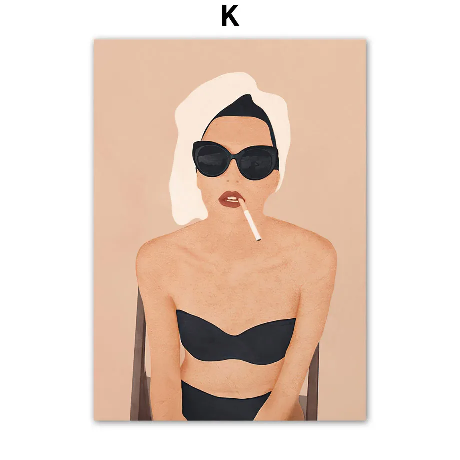 

Fashionable Women In White Bathrobes Wall Art Afternoon Tea Sun Bath Canvas Painting Nordic Posters and Prints Modern Home Decor