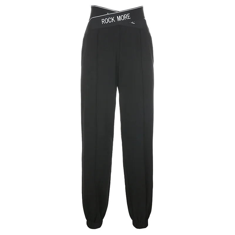 

New Y2k Women's Trousers Street Cross Elastic Trousers Loose Waist Pants Women's Sports Casual High Waisted Pants