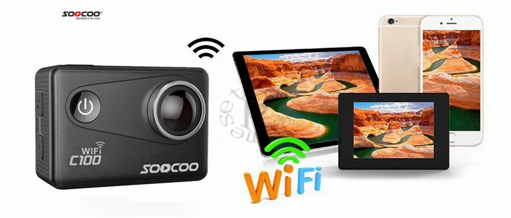4K Wifi экшн Спортивная камера SOOCOO C100 Встроенный гироскоп с GPS расширением (модель не