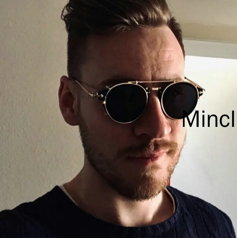 MINCL/мужские солнцезащитные очки для близорукости ronud с клипсой вождения на клипсе