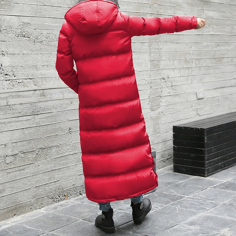 Зимняя куртка на утином пуху парка 90% пуховое пальто для женщин длинное с
