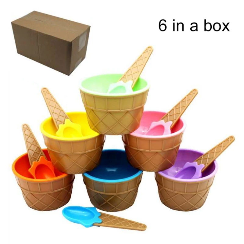 

Norbi Ice Cream Cute Candy Color Baby Dessert Ice Cream Bowl Spoon Multicolor Plastic Ice Cream Ice Cream Bowl 6 Pcs/Set