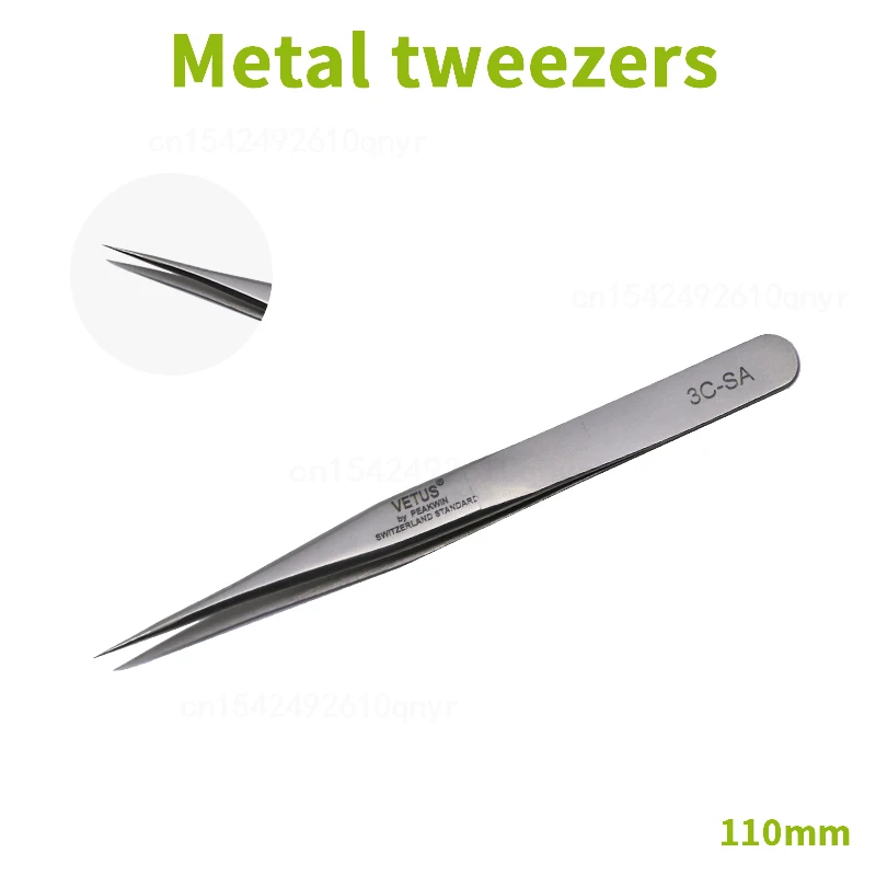 

3C-SA Industrial High-precision Stainless Steel Metal Professional Eyelash Tweezers For 3D Curling and Extending Fan Eyebrow Cli