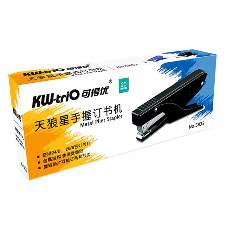 

D57D 20 Sheet Papers Hand-Held Desktop Stapler Portable Durable for Office School Stationery Easy to Load Ergonomic for Desk