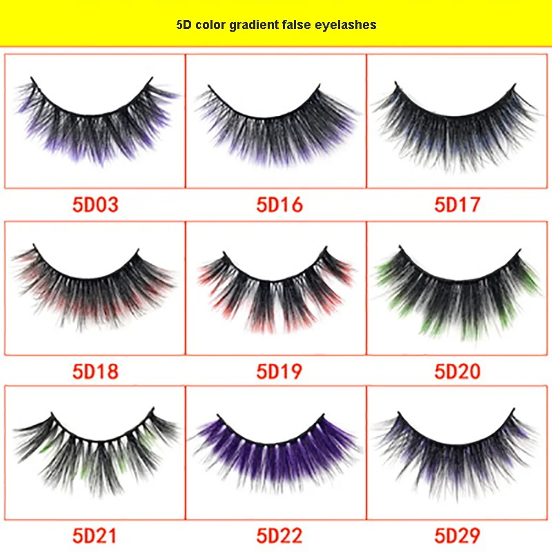 5D градиентные цветные ресницы толстые и реалистичные ручной работы одна пара