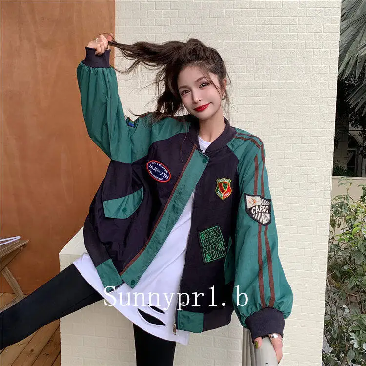 

Retro Baseball Uniform Jacket Women Autumn Korean Style Jacket Top