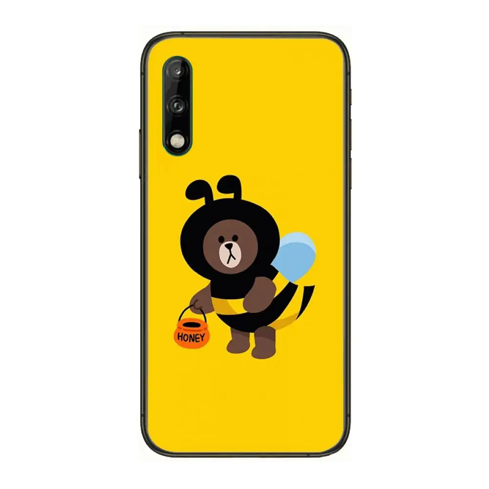

Cute Cartoon Bunny Rabbit and Brown bear Clear Phone Case For Huawei Y 5 6 7 8 9 A P S Pro 2020 2019 Black Etui Coque Hoesjes C