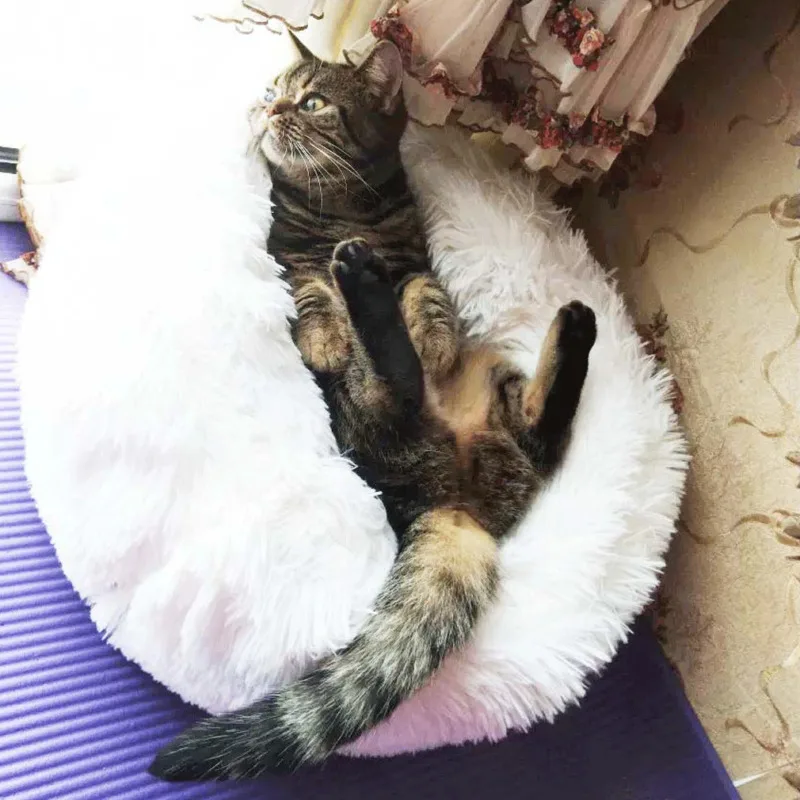 Домашние собаки кошки щенки Успокаивающая зимняя кровать круглое гнездо Теплые