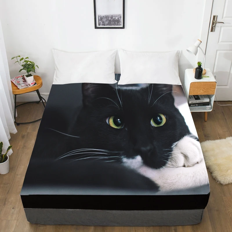 pet-9 3D простыня, простыня с эластичной королевой/на заказ, наматрасник 180/150*200/160x200 в форме животных милый кот узор - Цвет: pet-9