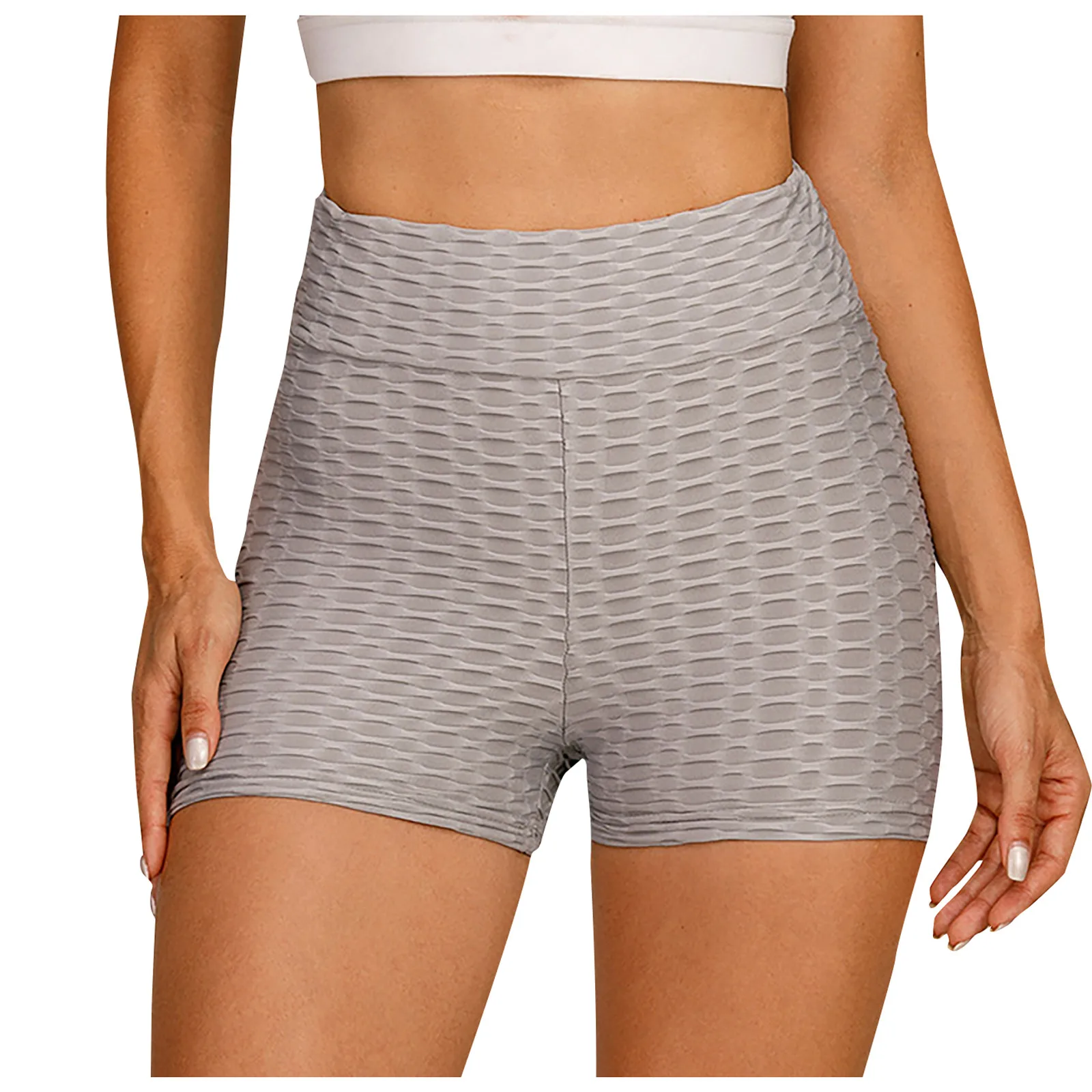 

Women High Waist Hip Stretch Running Fitness Yoga Pants Wrinkled Biker Shorts Seamless Legging Yoga Pants Sports Clothing Solid