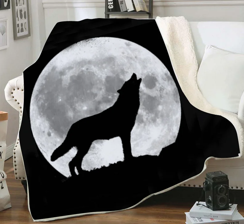 ONGLYP 3D Wolf Throw Blanket Sherpa Fleece Cozy Sofa Couch Bed for Adult and Kids Bedroom Plush Soft Decor | Дом и сад