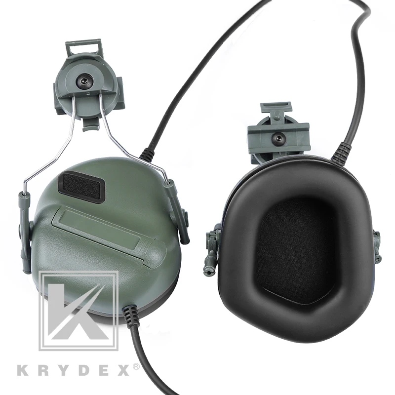 KRYDEX OD Sound Pick Up Noise Reduction Headphone w/ Rail Adapter Microphone For FAST MICH Helmet Peltor Comtac Tactical Headset |