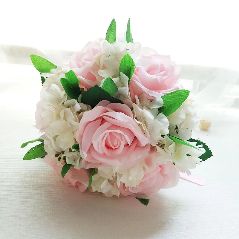 Pink Bouquet LKY Fr Свадебный букет цветы для свадебного букета Свадьба шелковые розы Гортензия розовый синий букет подружки невесты украшения Аксессуары - Цвет: Pink Bouquet