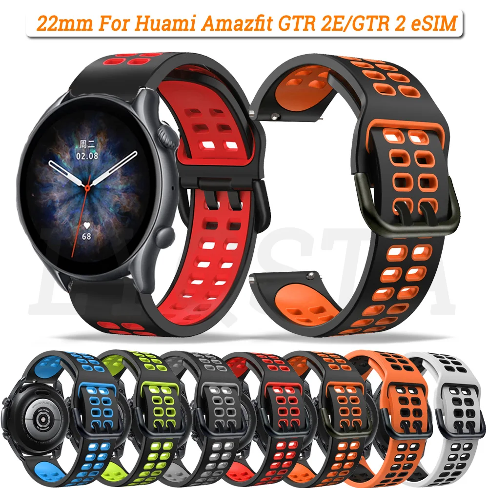 

Ремешок силиконовый для Xiaomi Huami Amazfit GTR 47 мм/3 Pro 2 2e/Stratos 3 2 2S, спортивный браслет 22 мм
