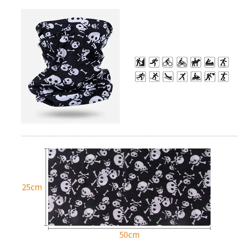 Слюнявчик тюрбан MENFLY с рисунком черепа головной убор уличный квадратный шарф для