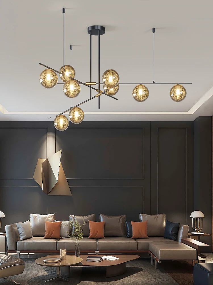 Nordic Living Room Chandelier Post-Modern Light Luxury LED Simple Multi-Head Low-altitude Restaurant Creative Art | Освещение