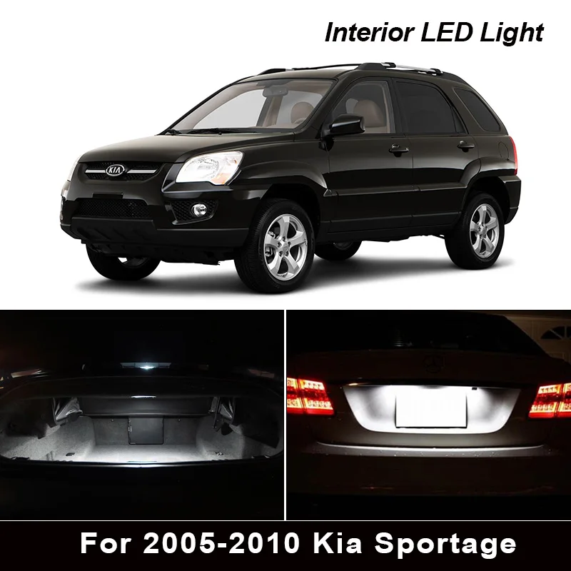 

11X Canbus Car Accessories Interior LED Lights Kit For 2005-2010 Kia Sportage Free Tool Map Dome Trunk License Plate light