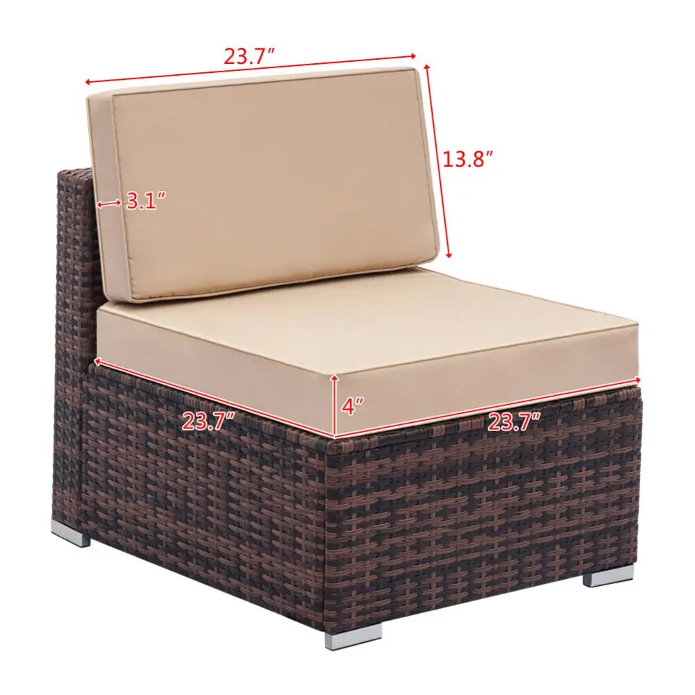 7 IN 1 Rattan Corner Sofa Set Garden Middle Outdoor Patio Furniture with Tea Table Kit USA Warehosue Fast Shipping | Мебель
